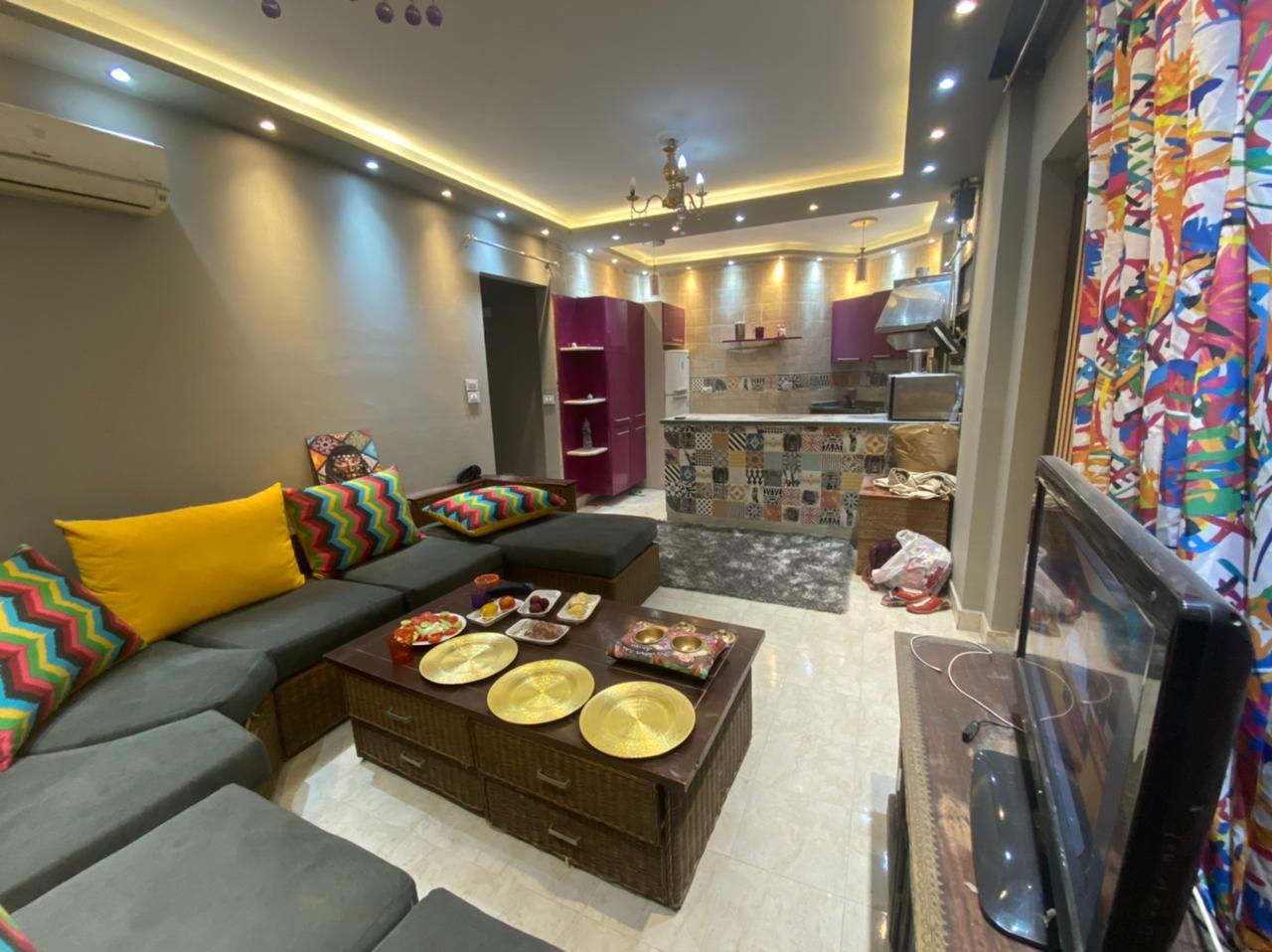 شقة في الرحاب 65 م2 للإيجار مفروش بحري على حديقة صغيرة 25,000 ج 